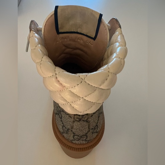 Gucci GG Supreme monogram Napa short logo lace up boots with platform. Size 36.5 - Picture 5 of 9